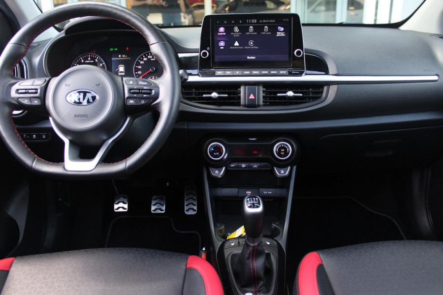 Kia Picanto 1.0 T-GDi 100PK GT-LINE | PANORAMISCH SCHUIF/KANTEL DAK | STOEL/STUUR VERWARMING | CLIMATE CONTROL | ADAPTIVE CRUISE CONTROL | ACHTERUITRIJ CAMERA | LICHTMETALEN VELGEN 16" | LANE ASSIST | APPLE CARPLAY/ANDROID AUTO | NAVIGATIE | DRAADLOZE TELEFOONLADER | DAB+ RADIO | KEYLESS ENTRY |