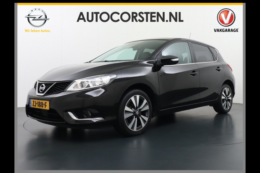 Nissan Pulsar T116PK Navi Ecc Camera N-Connecta Cruise control Lederen/stof bekleding Keyless DAB Led Regen-Lichtsensor 1.2 DIG-T N-Connecta Privacy Glas Lmv 17" Bluetooth Binnenspiegel automatisch dimmend 1.265KG Lage kosten in de wegenbelasting!