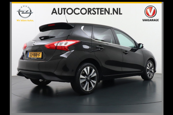 Nissan Pulsar T116PK Navi Ecc Camera N-Connecta Cruise control Lederen/stof bekleding Keyless DAB Led Regen-Lichtsensor 1.2 DIG-T N-Connecta Privacy Glas Lmv 17" Bluetooth Binnenspiegel automatisch dimmend 1.265KG Lage kosten in de wegenbelasting!