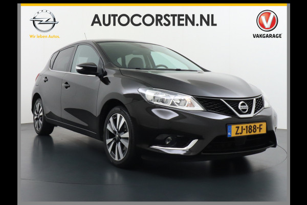 Nissan Pulsar T116PK Navi Ecc Camera N-Connecta Cruise control Lederen/stof bekleding Keyless DAB Led Regen-Lichtsensor 1.2 DIG-T N-Connecta Privacy Glas Lmv 17" Bluetooth Binnenspiegel automatisch dimmend 1.265KG Lage kosten in de wegenbelasting!