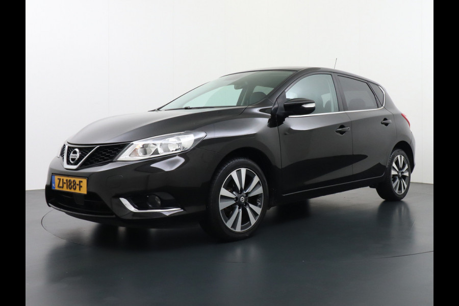 Nissan Pulsar T116PK Navi Ecc Camera N-Connecta Cruise control Lederen/stof bekleding Keyless DAB Led Regen-Lichtsensor 1.2 DIG-T N-Connecta Privacy Glas Lmv 17" Bluetooth Binnenspiegel automatisch dimmend 1.265KG Lage kosten in de wegenbelasting!