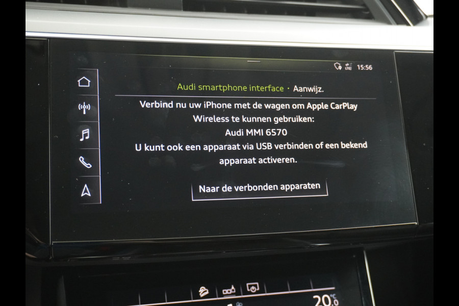 Audi e-tron 50 Quattro Launch Edition Plus 71kWh Leder+Verwarmd+Geheugen Apple Carplay Navi Panoramadak Luchtvering Adap.Cruise PDC Camera S Led Lmv 20" Keyless-go Lichtpakket Dodehoekdetectie Regensensor Rijstrooksensor Lichtpakket Dealeronderhouden Fase 3 Nieuwprijs  €73.451,-