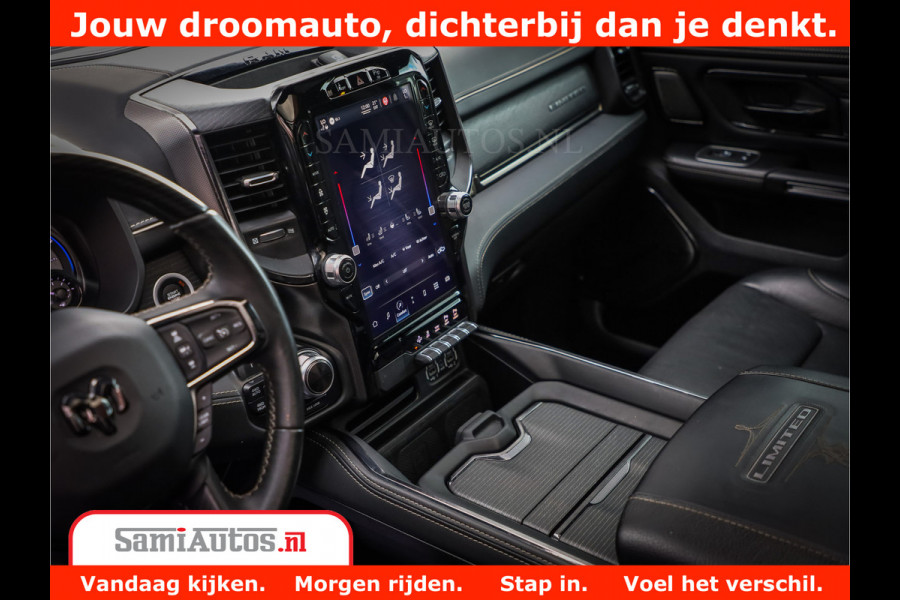 Dodge Ram 1500 LIMITED | 5.7 V8 HEMI | HUD | BOM VOL | LUCHTVERING | PANORAMA | ADAPTIVE CRUISE | 360 CAM | 3500KG | LEDER | DUBBELE CABINE | BPM VRIJ | LANE ASSIST | APPLE CARPLAY