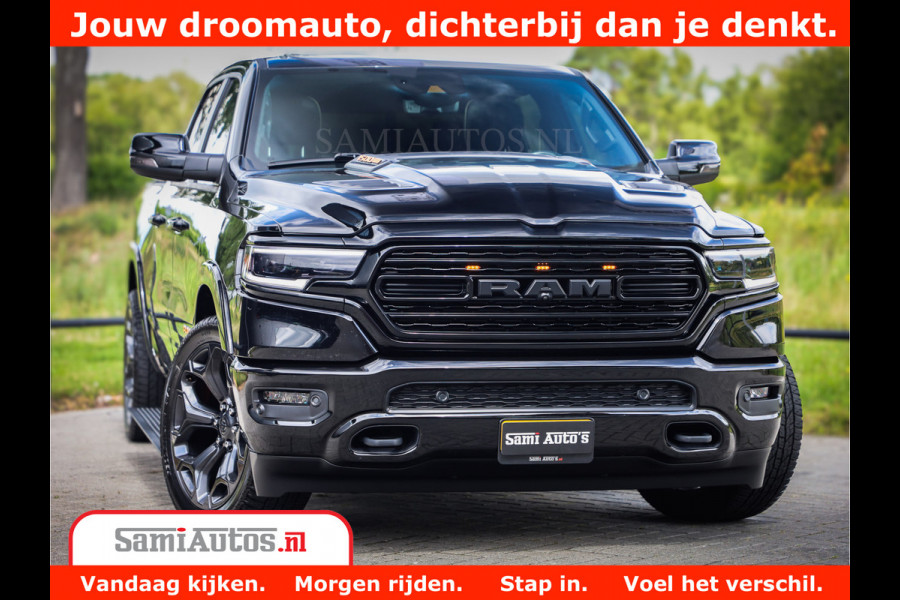 Dodge Ram 1500 LIMITED | 5.7 V8 HEMI | HUD | BOM VOL | LUCHTVERING | PANORAMA | ADAPTIVE CRUISE | 360 CAM | 3500KG | LEDER | DUBBELE CABINE | BPM VRIJ | LANE ASSIST | APPLE CARPLAY