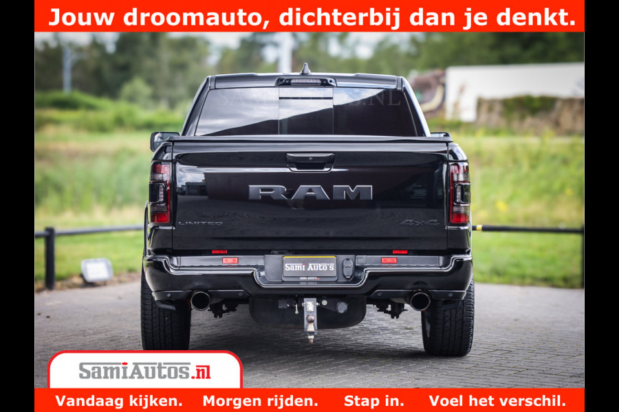 Dodge Ram 1500 LIMITED | 5.7 V8 HEMI | HUD | BOM VOL | LUCHTVERING | PANORAMA | ADAPTIVE CRUISE | 360 CAM | 3500KG | LEDER | DUBBELE CABINE | BPM VRIJ | LANE ASSIST | APPLE CARPLAY