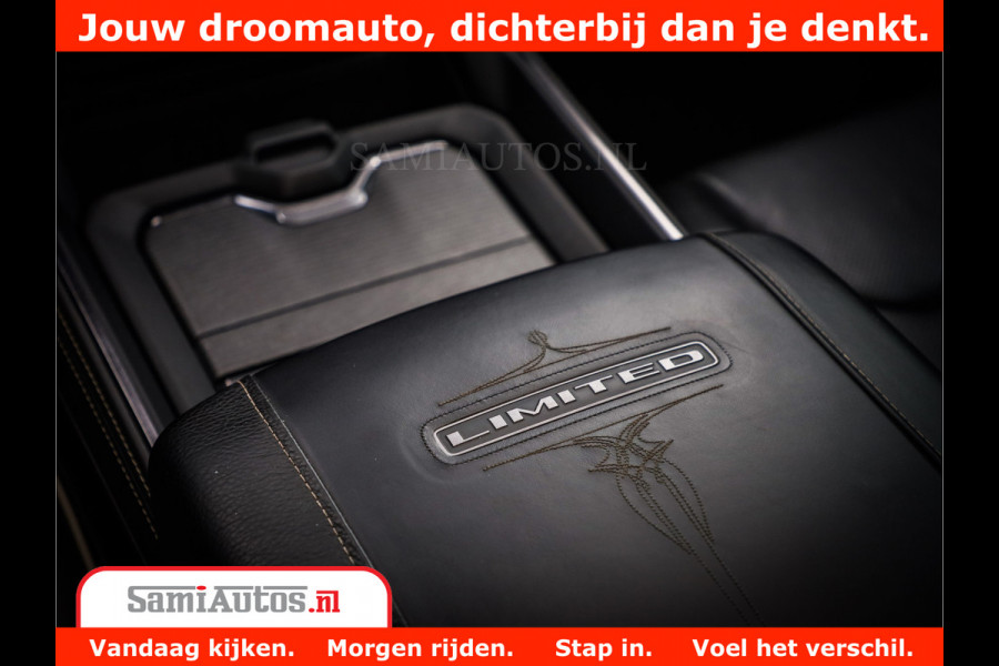 Dodge Ram 1500 LIMITED | 5.7 V8 HEMI | HUD | BOM VOL | LUCHTVERING | PANORAMA | ADAPTIVE CRUISE | 360 CAM | 3500KG | LEDER | DUBBELE CABINE | BPM VRIJ | LANE ASSIST | APPLE CARPLAY