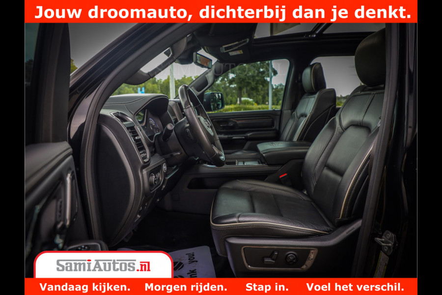 Dodge Ram 1500 LIMITED | 5.7 V8 HEMI | HUD | BOM VOL | LUCHTVERING | PANORAMA | ADAPTIVE CRUISE | 360 CAM | 3500KG | LEDER | DUBBELE CABINE | BPM VRIJ | LANE ASSIST | APPLE CARPLAY