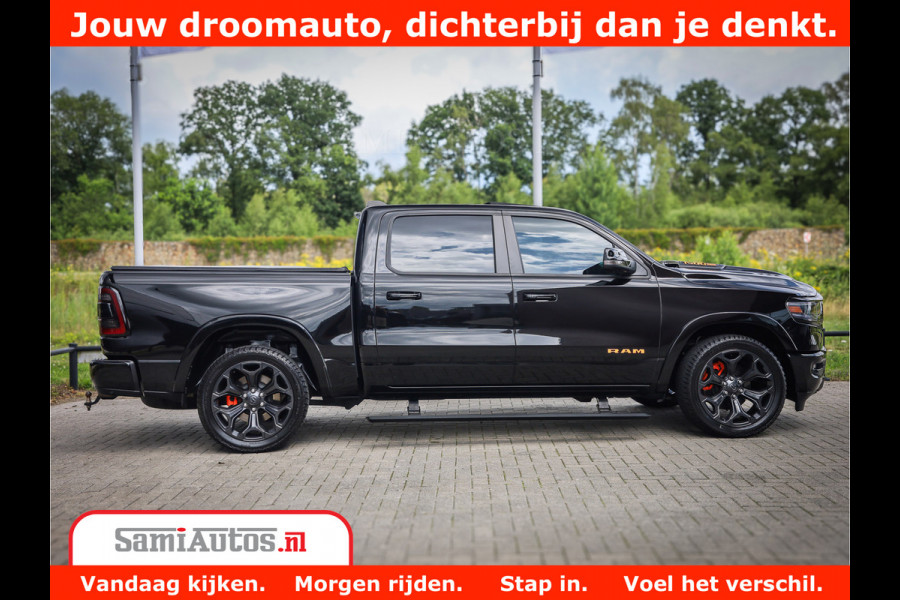 Dodge Ram 1500 LIMITED | 5.7 V8 HEMI | HUD | BOM VOL | LUCHTVERING | PANORAMA | ADAPTIVE CRUISE | 360 CAM | 3500KG | LEDER | DUBBELE CABINE | BPM VRIJ | LANE ASSIST | APPLE CARPLAY