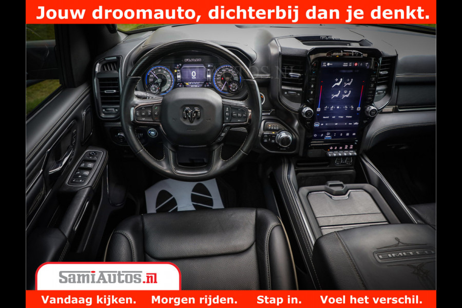 Dodge Ram 1500 LIMITED | 5.7 V8 HEMI | HUD | BOM VOL | LUCHTVERING | PANORAMA | ADAPTIVE CRUISE | 360 CAM | 3500KG | LEDER | DUBBELE CABINE | BPM VRIJ | LANE ASSIST | APPLE CARPLAY