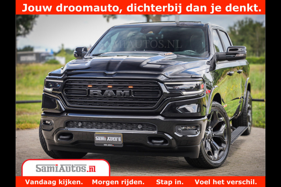 Dodge Ram 1500 LIMITED | 5.7 V8 HEMI | HUD | BOM VOL | LUCHTVERING | PANORAMA | ADAPTIVE CRUISE | 360 CAM | 3500KG | LEDER | DUBBELE CABINE | BPM VRIJ | LANE ASSIST | APPLE CARPLAY