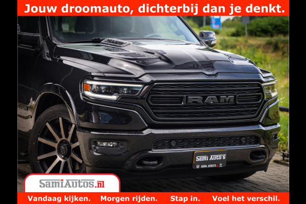 Dodge Ram 1500 Limited Night 5.7 V8 Hemi | Alle Opties | Black Edition | 4x4 Crew Cab | Comfortabele DC Dubbele Cabine met Royale 5 Zitplaatsen | KMC Wielen | Luchtvering | 360 Camera | Nappa Leer | Adaptieve Cruise |