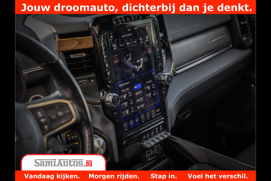 Dodge Ram 1500 Limited Night 5.7 V8 Hemi | Alle Opties | Black Edition | 4x4 Crew Cab | Comfortabele DC Dubbele Cabine met Royale 5 Zitplaatsen | KMC Wielen | Luchtvering | 360 Camera | Nappa Leer | Adaptieve Cruise |