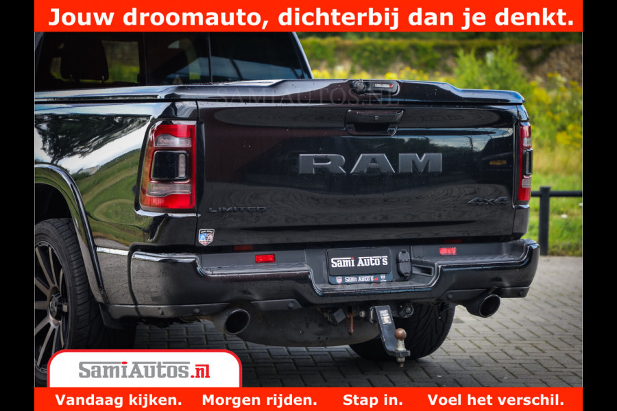 Dodge Ram 1500 Limited Night 5.7 V8 Hemi | Alle Opties | Black Edition | 4x4 Crew Cab | Comfortabele DC Dubbele Cabine met Royale 5 Zitplaatsen | KMC Wielen | Luchtvering | 360 Camera | Nappa Leer | Adaptieve Cruise |