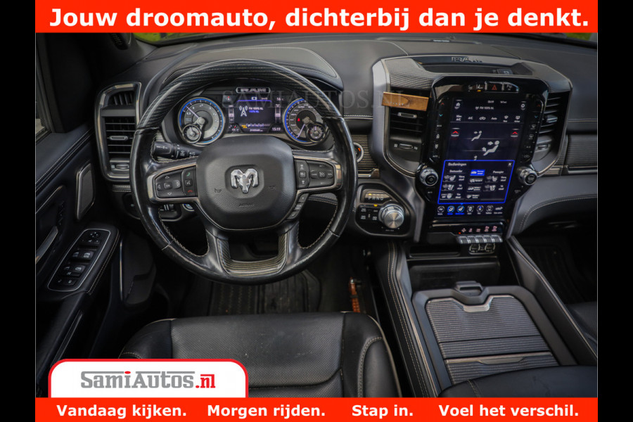 Dodge Ram 1500 Limited Night 5.7 V8 Hemi | Alle Opties | Black Edition | 4x4 Crew Cab | Comfortabele DC Dubbele Cabine met Royale 5 Zitplaatsen | KMC Wielen | Luchtvering | 360 Camera | Nappa Leer | Adaptieve Cruise |