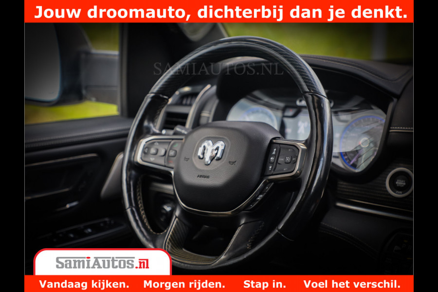 Dodge Ram 1500 Limited Night 5.7 V8 Hemi | Alle Opties | Black Edition | 4x4 Crew Cab | Comfortabele DC Dubbele Cabine met Royale 5 Zitplaatsen | KMC Wielen | Luchtvering | 360 Camera | Nappa Leer | Adaptieve Cruise |