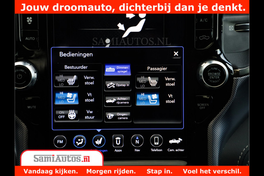 Dodge Ram 1500 Limited Night 5.7 V8 Hemi | Alle Opties | Black Edition | 4x4 Crew Cab | Comfortabele DC Dubbele Cabine met Royale 5 Zitplaatsen | KMC Wielen | Luchtvering | 360 Camera | Nappa Leer | Adaptieve Cruise |