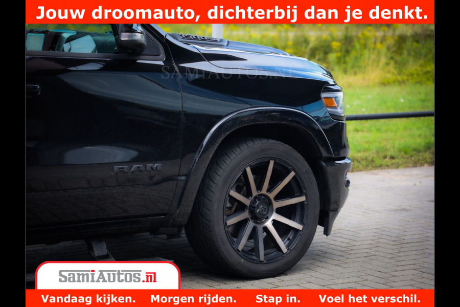 Dodge Ram 1500 Limited Night 5.7 V8 Hemi | Alle Opties | Black Edition | 4x4 Crew Cab | Comfortabele DC Dubbele Cabine met Royale 5 Zitplaatsen | KMC Wielen | Luchtvering | 360 Camera | Nappa Leer | Adaptieve Cruise |