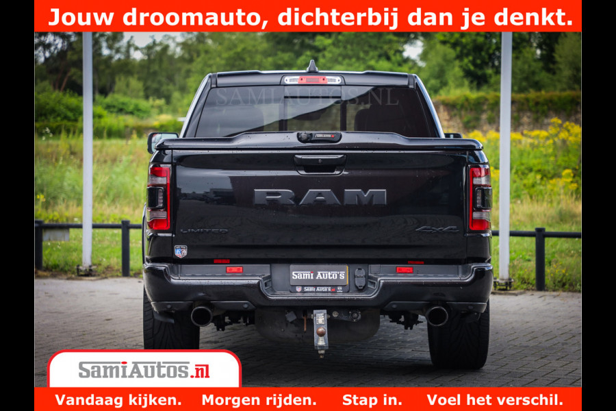 Dodge Ram 1500 Limited Night 5.7 V8 Hemi | Alle Opties | Black Edition | 4x4 Crew Cab | Comfortabele DC Dubbele Cabine met Royale 5 Zitplaatsen | KMC Wielen | Luchtvering | 360 Camera | Nappa Leer | Adaptieve Cruise |