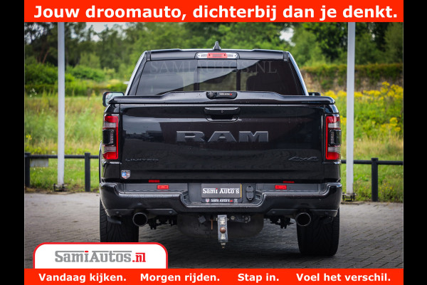 Dodge Ram 1500 Limited Night 5.7 V8 Hemi | Alle Opties | Black Edition | 4x4 Crew Cab | Comfortabele DC Dubbele Cabine met Royale 5 Zitplaatsen | KMC Wielen | Luchtvering | 360 Camera | Nappa Leer | Adaptieve Cruise |