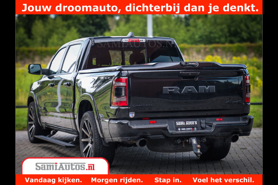 Dodge Ram 1500 Limited Night 5.7 V8 Hemi | Alle Opties | Black Edition | 4x4 Crew Cab | Comfortabele DC Dubbele Cabine met Royale 5 Zitplaatsen | KMC Wielen | Luchtvering | 360 Camera | Nappa Leer | Adaptieve Cruise |