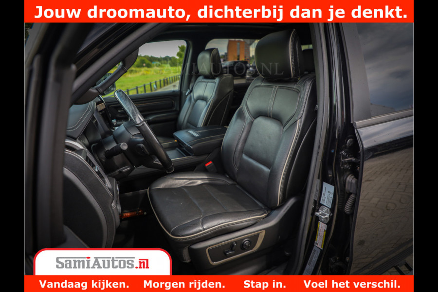 Dodge Ram 1500 Limited Night 5.7 V8 Hemi | Alle Opties | Black Edition | 4x4 Crew Cab | Comfortabele DC Dubbele Cabine met Royale 5 Zitplaatsen | KMC Wielen | Luchtvering | 360 Camera | Nappa Leer | Adaptieve Cruise |