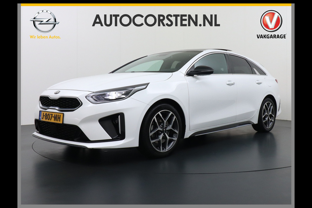 Kia ProCeed 1.4 T-GDI 141PK Autom. GT-Line Panoramadak Virtual Cockpit Trekhaak Navi Camera Ecc Apple Carplay Android Auto Adap.Cruise Stoel Keyless DAB Lmv 17" Led Dodehoekdetector Rijstrooksensor met correctie Elek.Achterklep Verkeersbord detectie Uitparkeer waarschuwing Zeer compleet! Origineel Nederlandse Auto €35.000,- nieuw