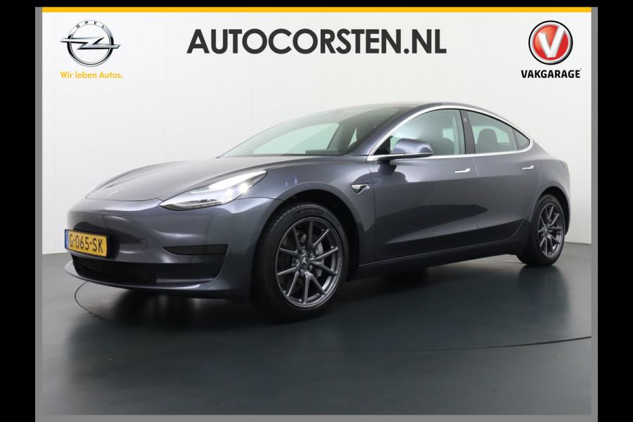 Tesla Model 3 RWD SR+ 60kWh 325PK Lmv 19" AutoPilot Leder PanoDak Adaptive-Cruise Lmv Camera's Elektr.-Stuur+Stoelen+Spiegels+Geheugen+Easy-En Navi LED Comfortstoelen ACC DAB Keyless en Voorverwarmen interieur via App One-Pedal-Drive Origineel Nederlandse auto 1e Eigenaar Garantie Accu/Motor tot 12-12-2027 max 160.000km 1.584kg licht!