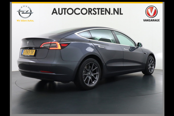 Tesla Model 3 RWD SR+ 60kWh 325PK Lmv 19" AutoPilot Leder PanoDak Adaptive-Cruise Lmv Camera's Elektr.-Stuur+Stoelen+Spiegels+Geheugen+Easy-En Navi LED Comfortstoelen ACC DAB Keyless en Voorverwarmen interieur via App One-Pedal-Drive Origineel Nederlandse auto 1e Eigenaar Garantie Accu/Motor tot 12-12-2027 max 160.000km 1.584kg licht!