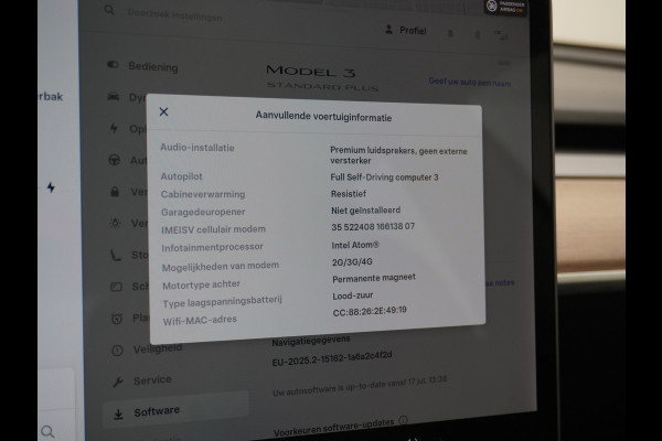 Tesla Model 3 RWD SR+ 60kWh 325PK Lmv 19" AutoPilot Leder PanoDak Adaptive-Cruise Lmv Camera's Elektr.-Stuur+Stoelen+Spiegels+Geheugen+Easy-En Navi LED Comfortstoelen ACC DAB Keyless en Voorverwarmen interieur via App One-Pedal-Drive Origineel Nederlandse auto 1e Eigenaar Garantie Accu/Motor tot 12-12-2027 max 160.000km 1.584kg licht!