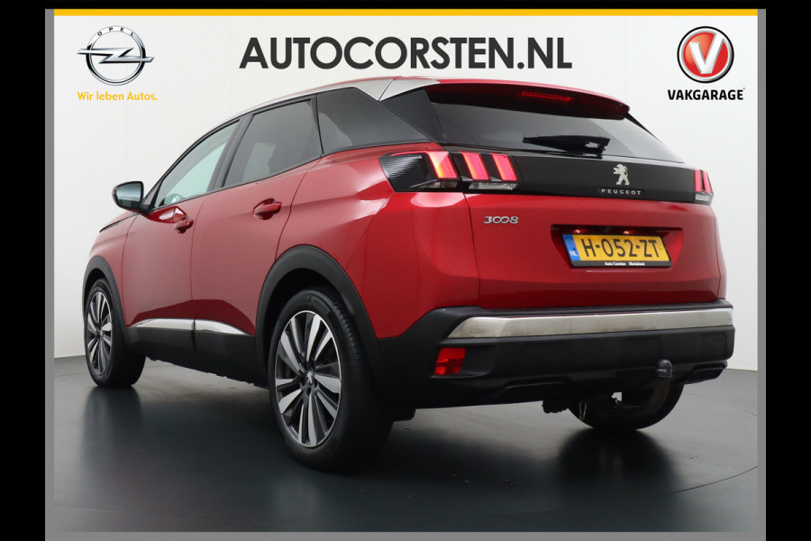 Peugeot 3008 T131PK AUT-8 Elek.Stoel+Memory+Verwarmd Trekhaak Navi Cruise Apple Carplay Android 19" Ecc 360°Camera PDC Elek.Achterklep DAB Co Led Keyless Lane Departure Privacy Glas Regen-Lichtsensor Draadloze lader Pack City Bluetooth Nieuwprijs €39.459,- Origineel Nederlandse Auto Riem vervangen !