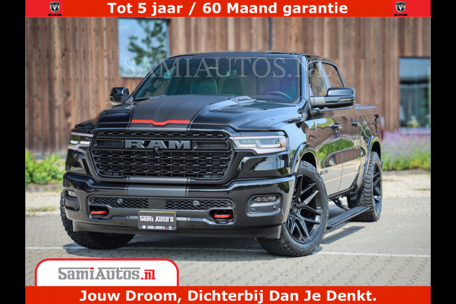 Dodge Ram 1500 Limited Night High Output 540HP 706Nm | Massage + Full Option | De Meest Luxe en Volle Pick-Up in zijn Klasse | Comfortabele Dubbele Cabine met Royale 5 Zitplaatsen | BPM vrij | Nu Leverbaar uit Voorraad | Voorraad Nr 2334 - 5409
