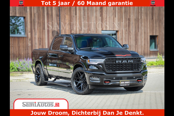Dodge Ram 1500 Limited Night High Output 540HP 706Nm | Massage + Full Option | De Meest Luxe en Volle Pick-Up in zijn Klasse | Comfortabele Dubbele Cabine met Royale 5 Zitplaatsen | BPM vrij | Nu Leverbaar uit Voorraad | Voorraad Nr 2334 - 5409