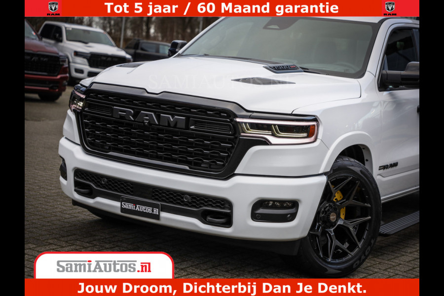 Dodge Ram 1500 Limited Night High Output 540HP 706Nm | Massage + Full Option | De Meest Luxe en Volle Pick-Up in zijn Klasse | Comfortabele Dubbele Cabine met Royale 5 Zitplaatsen | BPM vrij | Nu Leverbaar uit Voorraad | Voorraad Nr 2352 - 7649