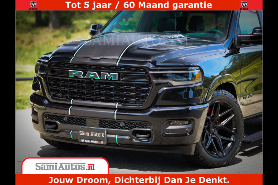 Dodge Ram 1500 Limited Night H.O 540HP 706Nm | Massage + Full Option | De Meest Luxe en Volle Pick-Up in zijn Klasse | Comfortabele Dubbele Cabine met Royale 5 Zitplaatsen | BPM vrij | Nu Leverbaar uit Voorraad | Voorraad Nr 2370 - 5411