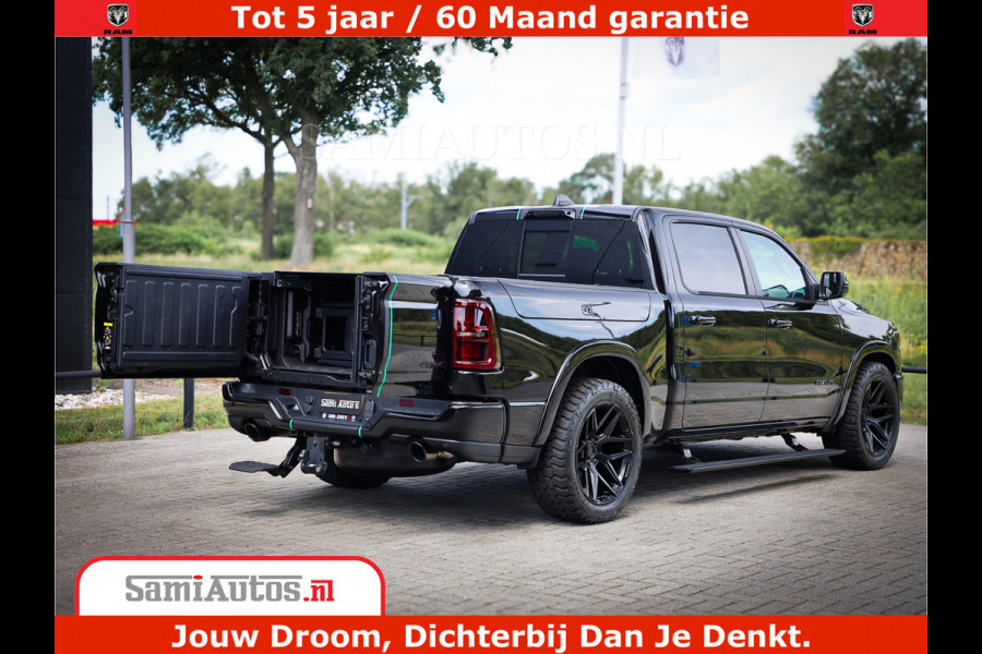 Dodge Ram 1500 Limited Night H.O 540HP 706Nm | Massage + Full Option | De Meest Luxe en Volle Pick-Up in zijn Klasse | Comfortabele Dubbele Cabine met Royale 5 Zitplaatsen | BPM vrij | Nu Leverbaar uit Voorraad | Voorraad Nr 2370 - 5411