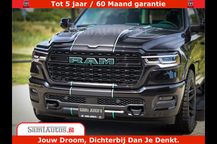 Dodge Ram 1500 Limited Night H.O 540HP 706Nm | Massage + Full Option | De Meest Luxe en Volle Pick-Up in zijn Klasse | Comfortabele Dubbele Cabine met Royale 5 Zitplaatsen | BPM vrij | Nu Leverbaar uit Voorraad | Voorraad Nr 2370 - 5411