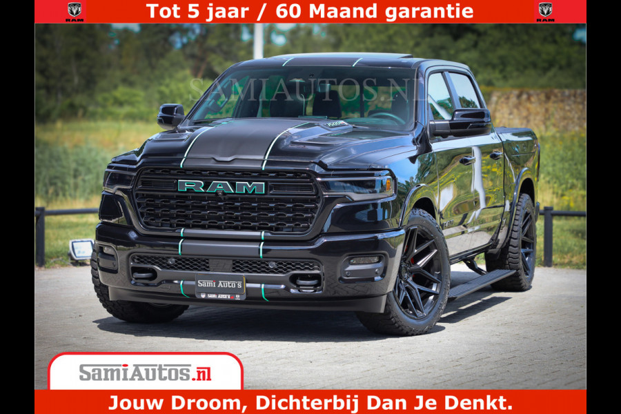 Dodge Ram 1500 Limited Night H.O 540HP 706Nm | Massage + Full Option | De Meest Luxe en Volle Pick-Up in zijn Klasse | Comfortabele Dubbele Cabine met Royale 5 Zitplaatsen | BPM vrij | Nu Leverbaar uit Voorraad | Voorraad Nr 2370 - 5411