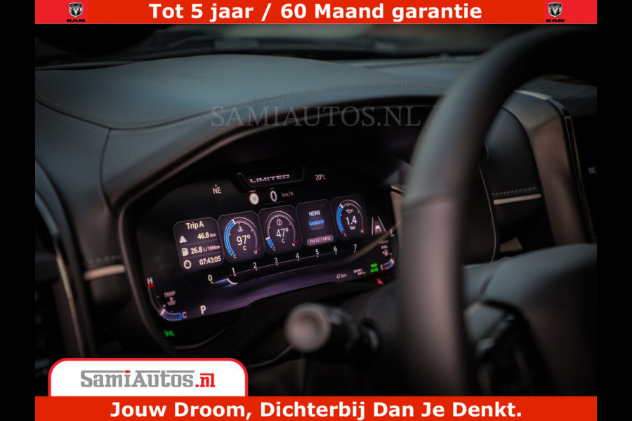 Dodge Ram 1500 Limited Night H.O 540HP 706Nm | Massage + Full Option | De Meest Luxe en Volle Pick-Up in zijn Klasse | Comfortabele Dubbele Cabine met Royale 5 Zitplaatsen | BPM vrij | Nu Leverbaar uit Voorraad | Voorraad Nr 2370 - 5411