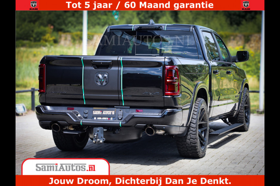 Dodge Ram 1500 Limited Night H.O 540HP 706Nm | Massage + Full Option | De Meest Luxe en Volle Pick-Up in zijn Klasse | Comfortabele Dubbele Cabine met Royale 5 Zitplaatsen | BPM vrij | Nu Leverbaar uit Voorraad | Voorraad Nr 2370 - 5411