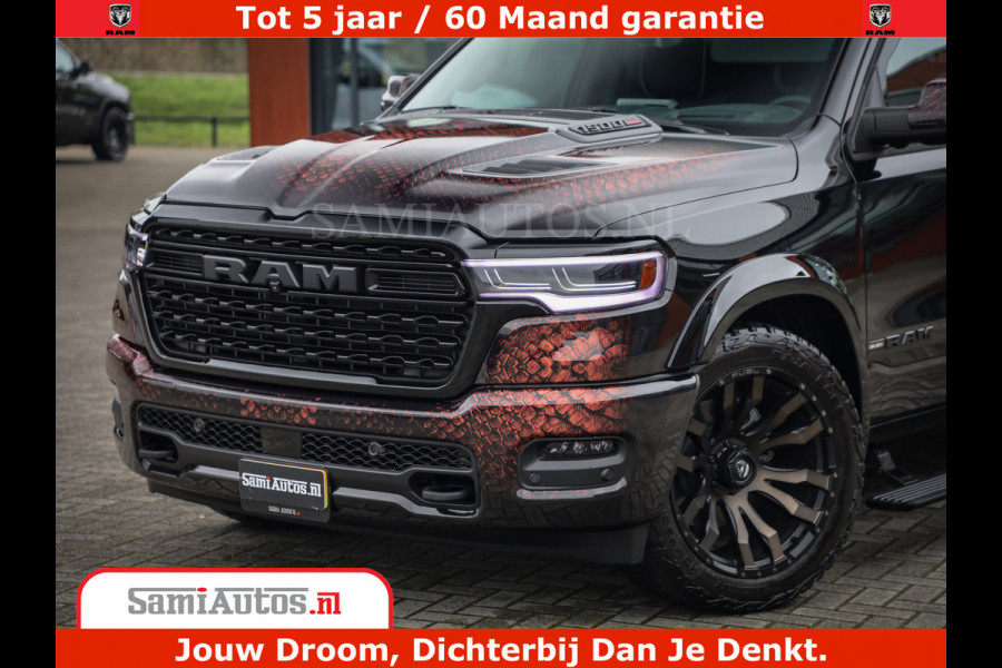 Dodge Ram COBRA EDITION | 1500 Limited Night High Output 540HP 706Nm | Massage + Full Option | De Meest Luxe en Volle Pick-Up in zijn Klas Comfortabele Dubbele Cabine met Royale 5 Zitplaatsen | BPM vrij | Nu Leverbaar uit Voorraad | Voorraad Nr 2292 - 5178 | Cobra package is meerprijs |