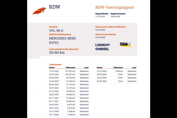 Mercedes-Benz eVito 41kWh Aviloo test 90,5% Lang L2 - Airco - Navi
