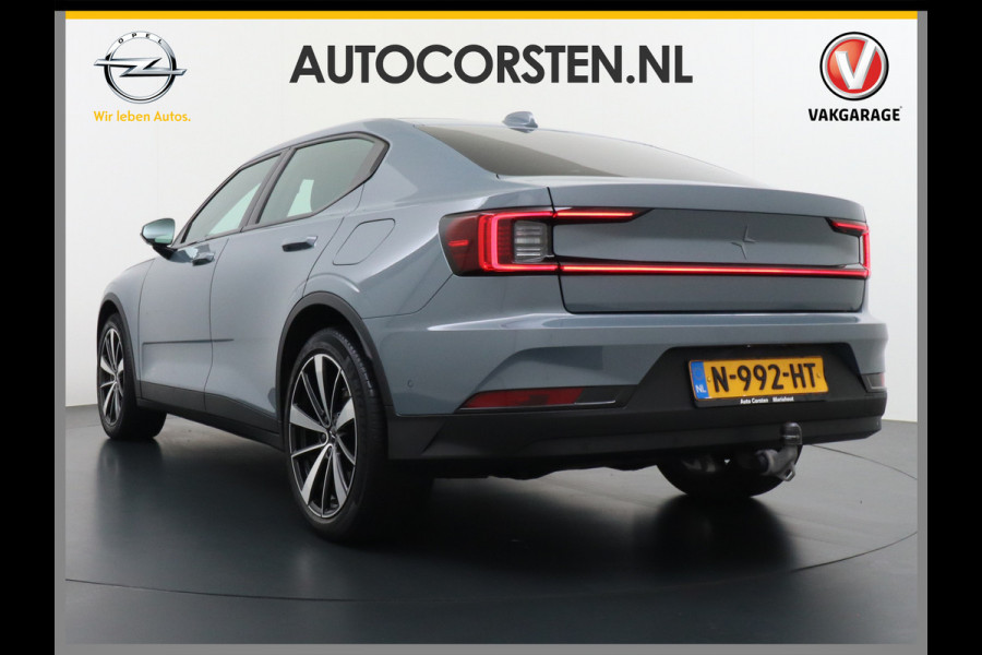 Polestar 2 AUT. 408 pk Long Range Dual Motor 78kWh Trekhaak Panoramadak Keyless-Start-Open(via GSM!) Electr.Stoelen Verwarmd+Achterbank+Stu Verkeersbord detectie Regen-Lichtsensor Virtual-Cockpit Home-Link Uitparkeer+Bots waarschuwing Autonoom-Rem Lane Assist Keyless Connected services Draadloze telefoonlader 1.500kg Trekvermogen 660Nm! €61.000 nieuw!