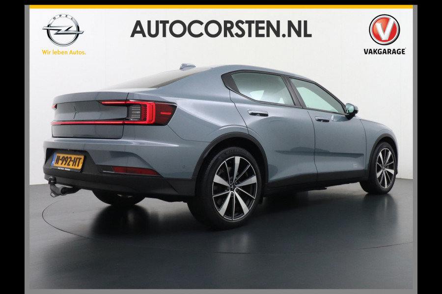 Polestar 2 AUT. 408 pk Long Range Dual Motor 78kWh Trekhaak Panoramadak Keyless-Start-Open(via GSM!) Electr.Stoelen Verwarmd+Achterbank+Stu Verkeersbord detectie Regen-Lichtsensor Virtual-Cockpit Home-Link Uitparkeer+Bots waarschuwing Autonoom-Rem Lane Assist Keyless Connected services Draadloze telefoonlader 1.500kg Trekvermogen 660Nm! €61.000 nieuw!