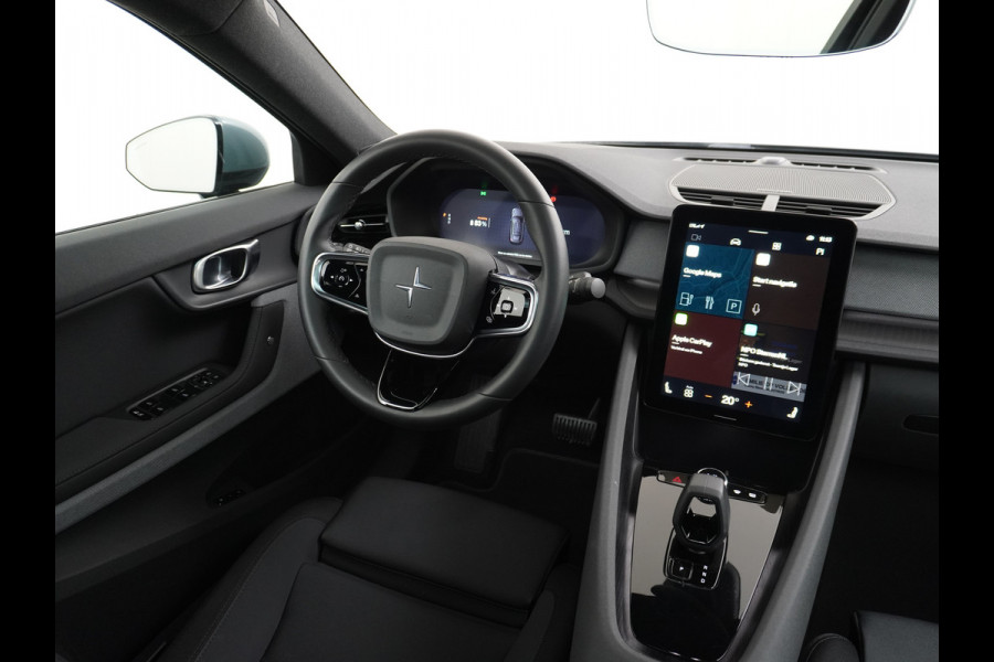 Polestar 2 AUT. 408 pk Long Range Dual Motor 78kWh Trekhaak Panoramadak Keyless-Start-Open(via GSM!) Electr.Stoelen Verwarmd+Achterbank+Stu Verkeersbord detectie Regen-Lichtsensor Virtual-Cockpit Home-Link Uitparkeer+Bots waarschuwing Autonoom-Rem Lane Assist Keyless Connected services Draadloze telefoonlader 1.500kg Trekvermogen 660Nm! €61.000 nieuw!