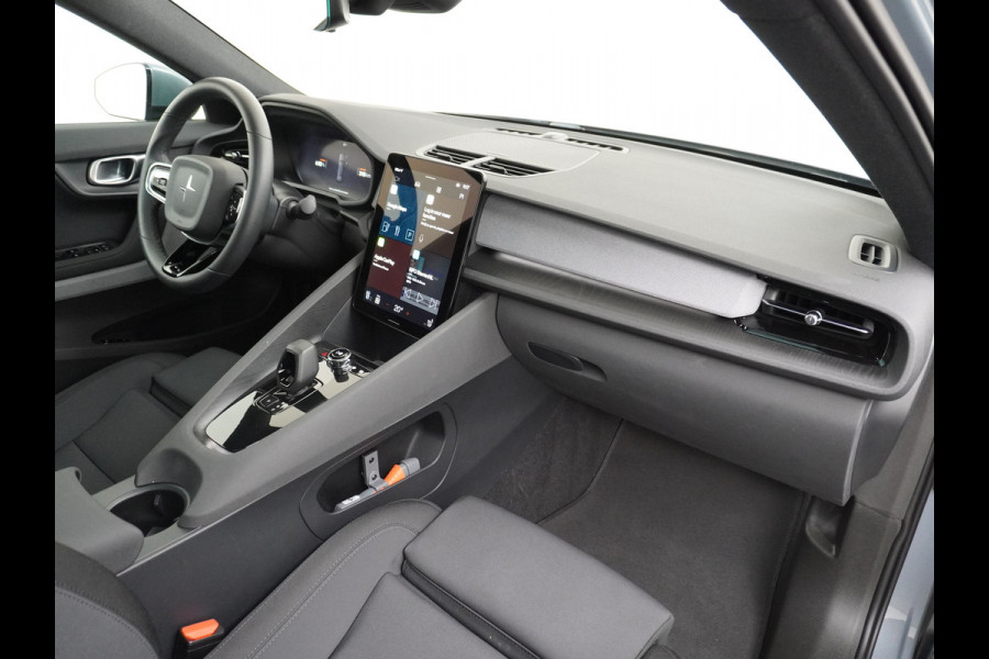Polestar 2 AUT. 408 pk Long Range Dual Motor 78kWh Trekhaak Panoramadak Keyless-Start-Open(via GSM!) Electr.Stoelen Verwarmd+Achterbank+Stu Verkeersbord detectie Regen-Lichtsensor Virtual-Cockpit Home-Link Uitparkeer+Bots waarschuwing Autonoom-Rem Lane Assist Keyless Connected services Draadloze telefoonlader 1.500kg Trekvermogen 660Nm! €61.000 nieuw!