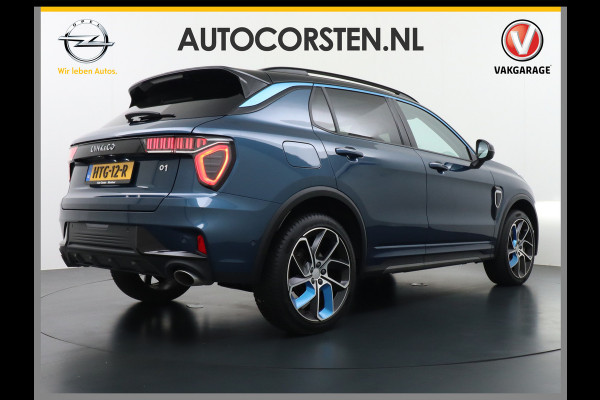 Lynk & Co 01 1.5 PHEV AUT-7 261pk Pano-Schuif-K-dak 20" 360°Camera Apple Carplay Android Auto Adaptive-Cruise Navi Pdc Ecc Keyless Led Plug-I Elek.Memory.Stoel File assistent Dodehoek detector Elektrisch bedienbare achterklep Rijstrooksensor Wifi Verkeersbord detectie 425Nm koppel 3,7kw laadvermogen A-label Euro 6 Hybride Benzine/Elektrisch rijden tot ca.69km 1.800kg trekvermogen