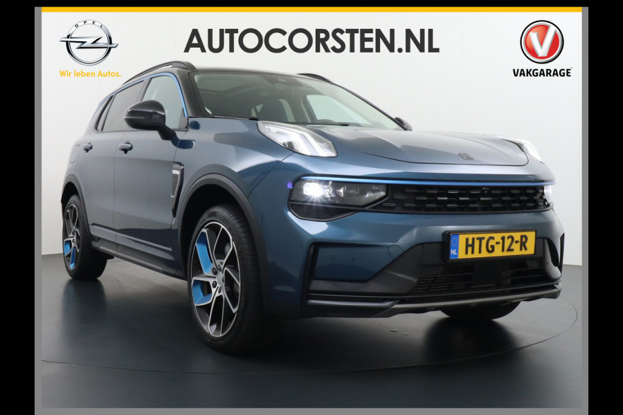 Lynk & Co 01 1.5 PHEV AUT-7 261pk Pano-Schuif-K-dak 20" 360°Camera Apple Carplay Android Auto Adaptive-Cruise Navi Pdc Ecc Keyless Led Plug-I Elek.Memory.Stoel File assistent Dodehoek detector Elektrisch bedienbare achterklep Rijstrooksensor Wifi Verkeersbord detectie 425Nm koppel 3,7kw laadvermogen A-label Euro 6 Hybride Benzine/Elektrisch rijden tot ca.69km 1.800kg trekvermogen