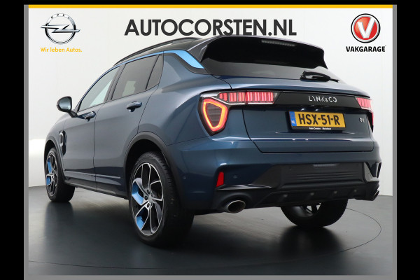 Lynk & Co 01 1.5 PHEV AUT-7 261pk Pano-Schuif-K-dak 20" 360°Camera Apple Carplay Android Auto Adaptive-Cruise Navi Pdc Ecc Keyless Led Plug-I Elek.Memory.Stoel File assistent Dodehoek detector Elektrisch bedienbare achterklep Rijstrooksensor Wifi Verkeersbord detectie 425Nm koppel 3,7kw laadvermogen A-label Euro 6 Hybride Benzine/Elektrisch rijden tot ca.69km 1.800kg trekvermogen