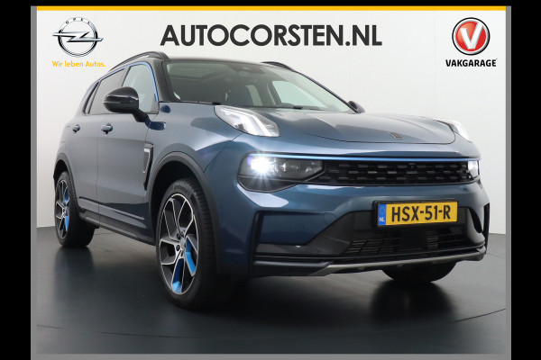 Lynk & Co 01 1.5 PHEV AUT-7 261pk Pano-Schuif-K-dak 20" 360°Camera Apple Carplay Android Auto Adaptive-Cruise Navi Pdc Ecc Keyless Led Plug-I Elek.Memory.Stoel File assistent Dodehoek detector Elektrisch bedienbare achterklep Rijstrooksensor Wifi Verkeersbord detectie 425Nm koppel 3,7kw laadvermogen A-label Euro 6 Hybride Benzine/Elektrisch rijden tot ca.69km 1.800kg trekvermogen