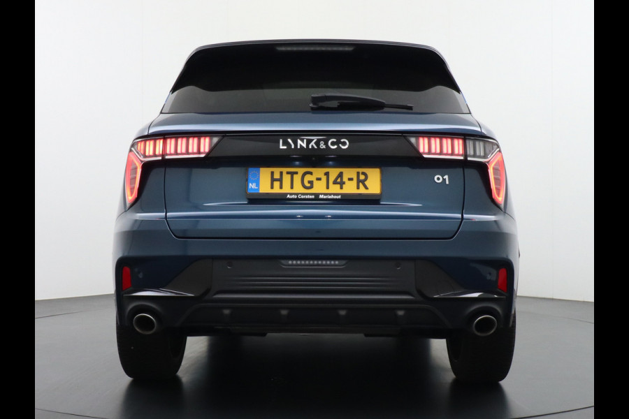 Lynk & Co 01 1.5 PHEV AUT-7 261pk Pano-Schuif-K-dak 20" 360°Camera Apple Carplay Android Auto Adaptive-Cruise Navi Pdc Ecc Keyless Led Plug-I Elek.Memory.Stoel File assistent Dodehoek detector Elektrisch bedienbare achterklep Rijstrooksensor Wifi Verkeersbord detectie 425Nm koppel 3,7kw laadvermogen A-label Euro 6 Hybride Benzine/Elektrisch rijden tot ca.69km 1.800kg trekvermogen